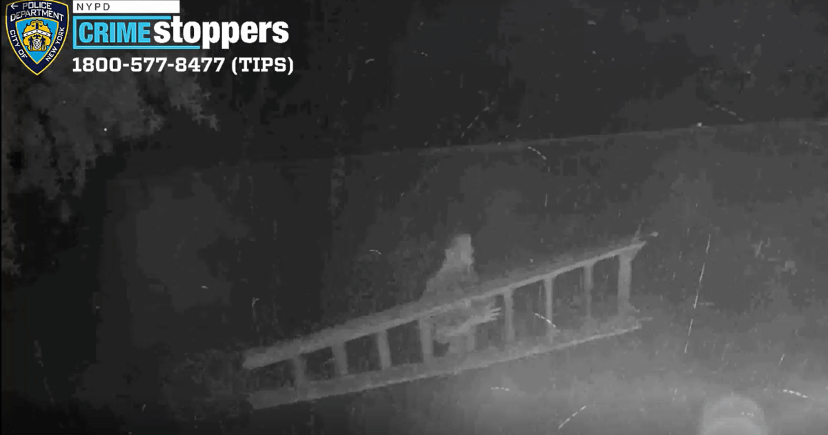This suspect is shown on video bringing a ladder to a Greek Orthodox church in Brooklyn to deface the property.