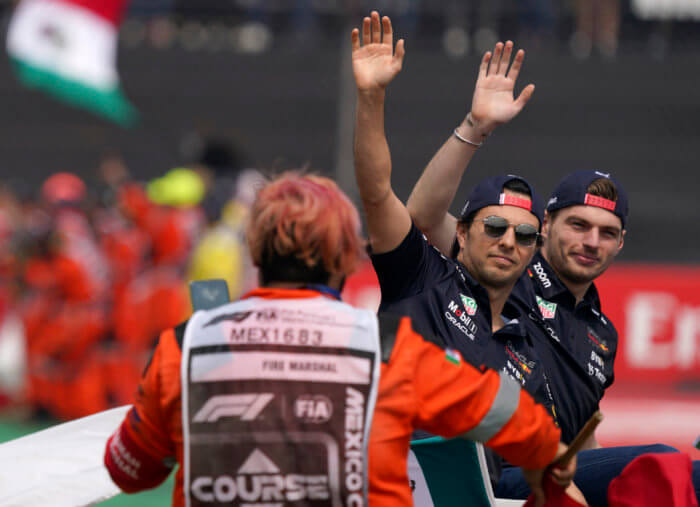 F1 teammates Sergio Perez and Max Verstappen ahead of the Abu Dhabi Grand Prix
