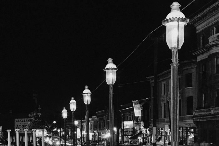 Gas lamps illuminate St. Louis' Gaslight Square on April 2, 1962. "Gaslighting" — mind manipulating, grossly misleading, downright deceitful — is Merriam-Webster's word of 2022.