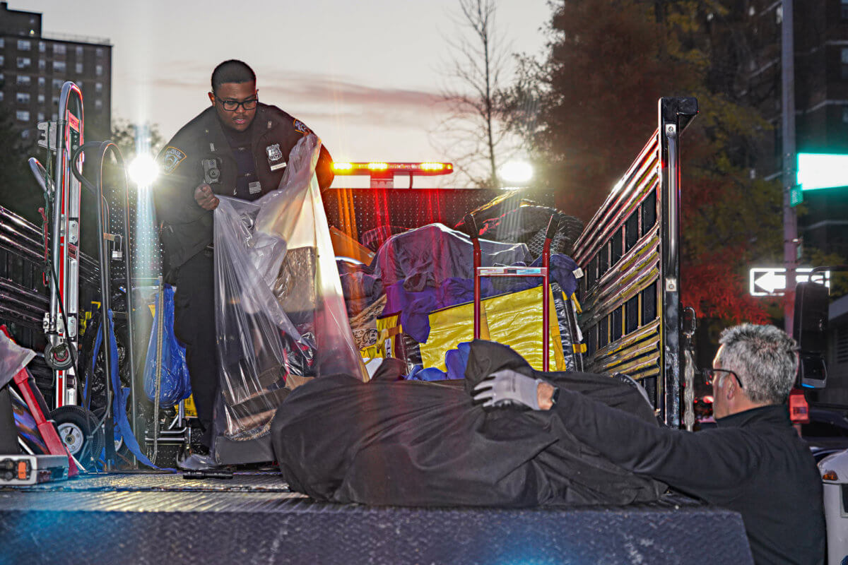 New York, United States. 09th Nov, 2020. Street vendors sell counterfeits  goods like bags, sunglasses, belts and watches on Canal street and Broadway  corners. Because of pandemic those sales are far and