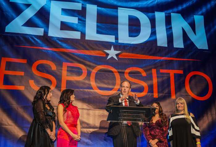 Former Republican gubernatorial candidate Lee Zeldin addresses his supporters on Nov. 8, 2022.