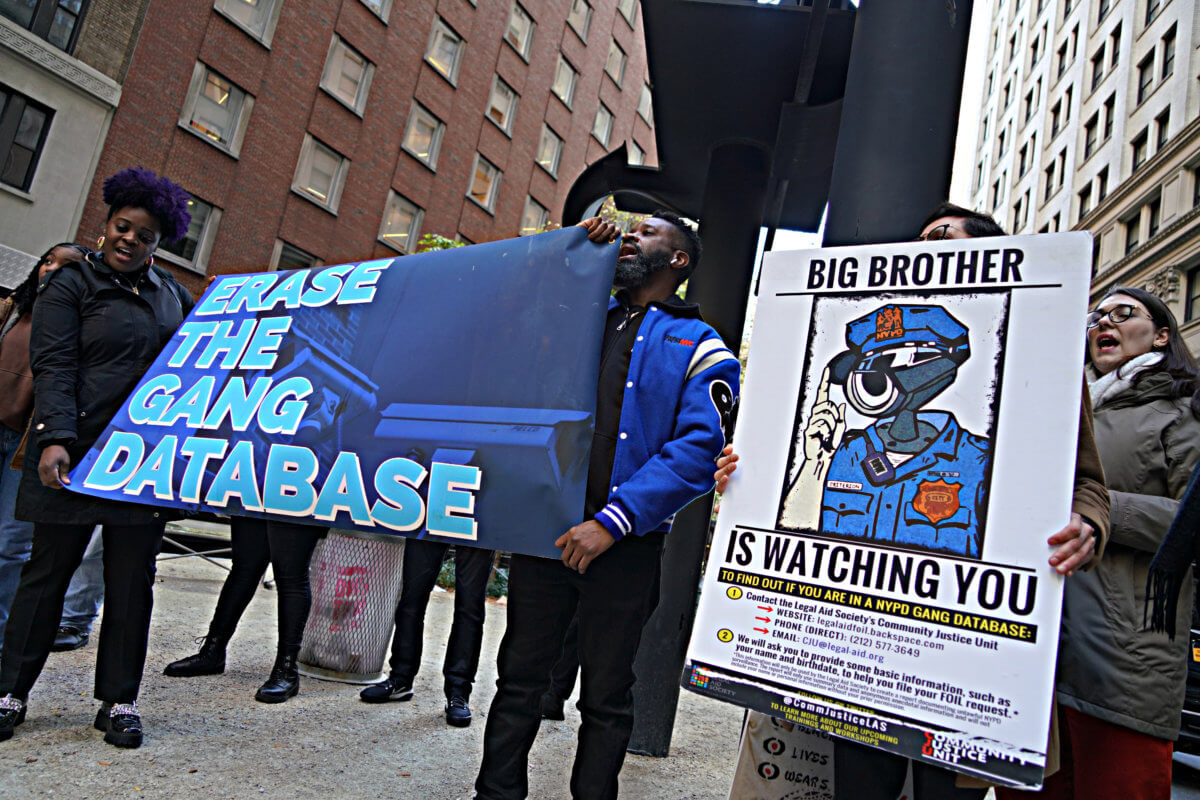 Legal Aid Society protests NYPD Criminal Group Database
