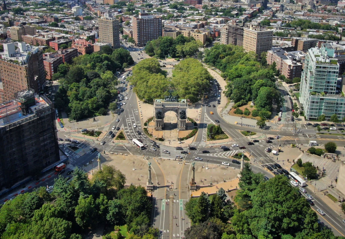 Grand Army Plaza in Brooklyn, where rents have soared