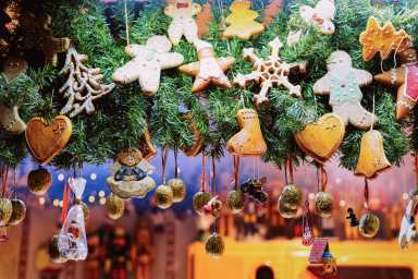 Gingerbread cookies at Christmas Market at Town Hall Berlin Germany