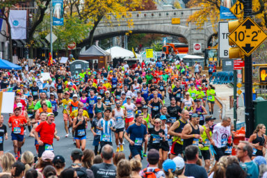 NYC Marathon runners in Manhattan