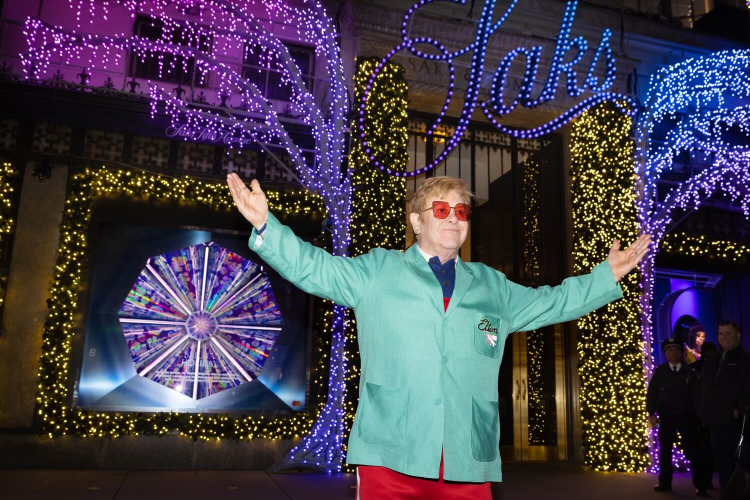 Sir Elton John kicks off holiday season at Saks Fifth Avenue window  unveiling and light show