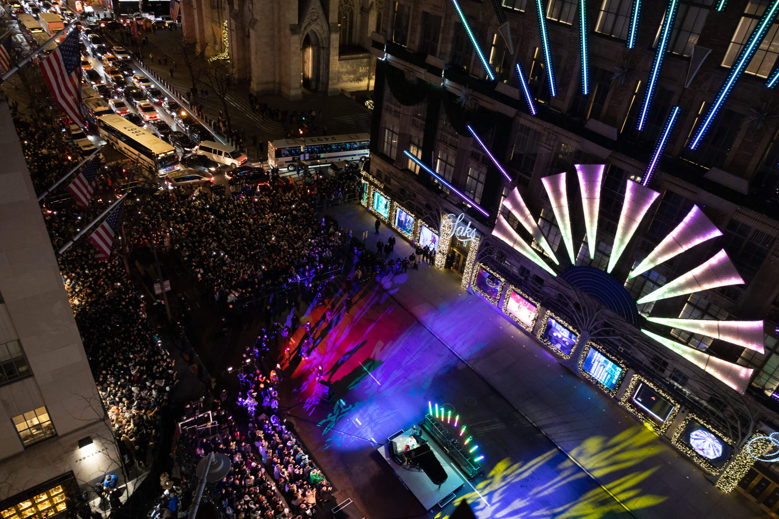 Saks Fifth Avenue window unveiling and light show