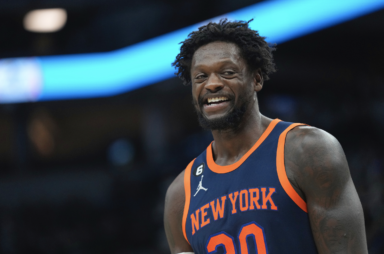 New York Knicks forward Julius Randle smiles during the first half