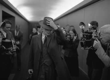This image released by Universal Pictures shows Cillian Murphy as J. Robert Oppenheimer in a scene from the film "Oppenheimer,"
