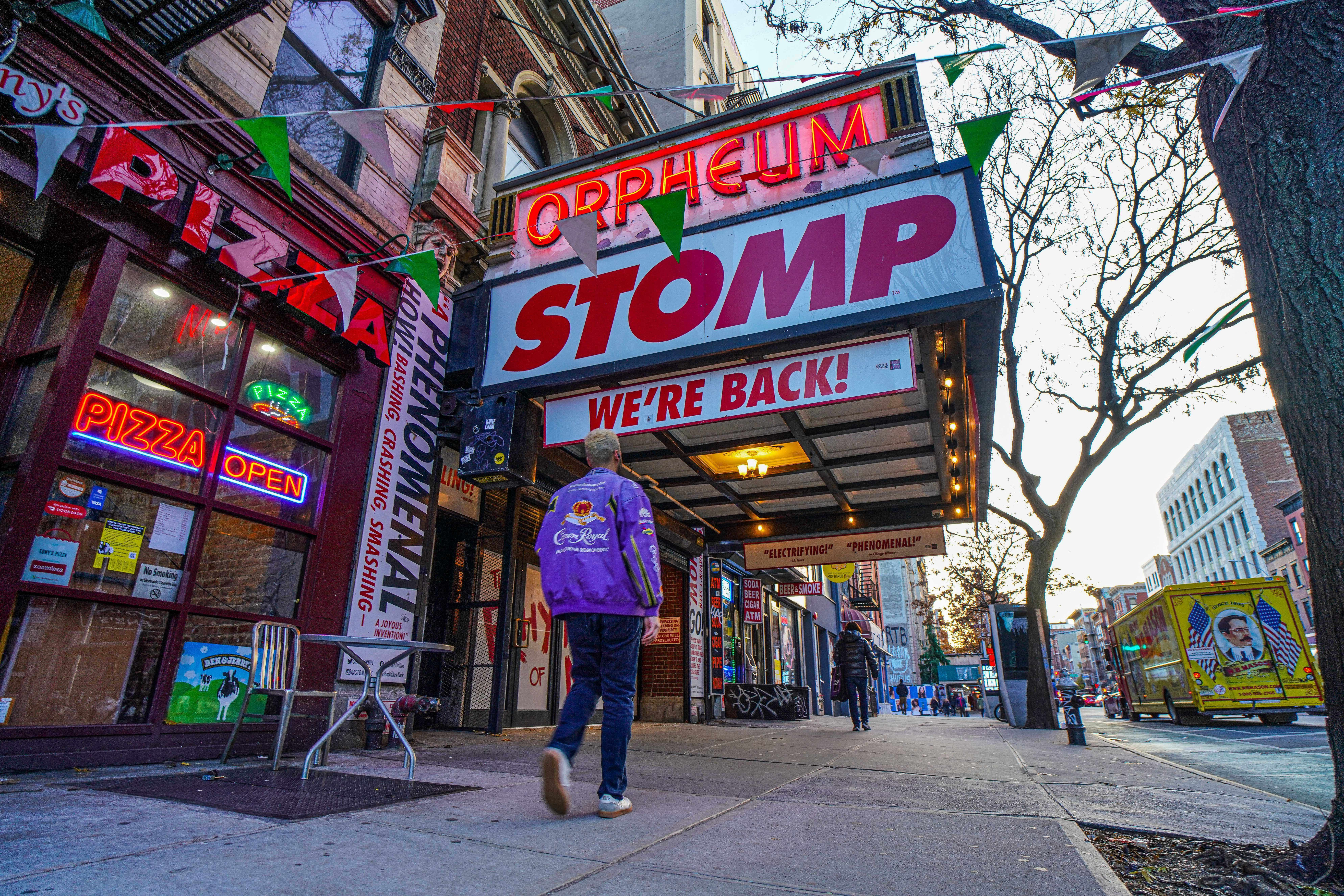 stomp on broadway theater sign