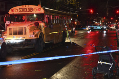 Police are looking for a driver who injured five people — including four small children — in a Brooklyn hit-and-run on Wednesday evening.