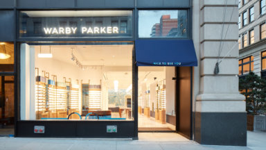 A street view looking at the Warby Parker location in Union Square, NYC