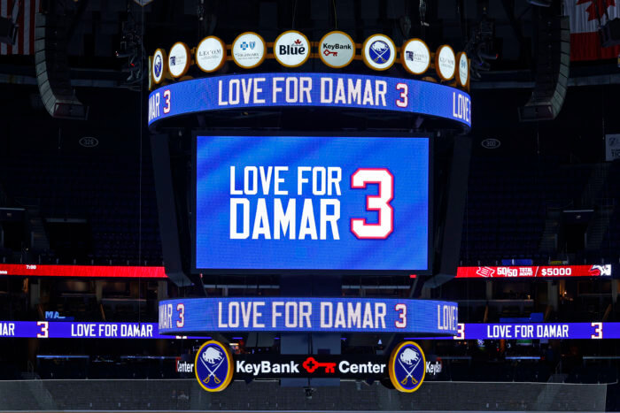 A Damar Hamlin graphic at the Sabres game