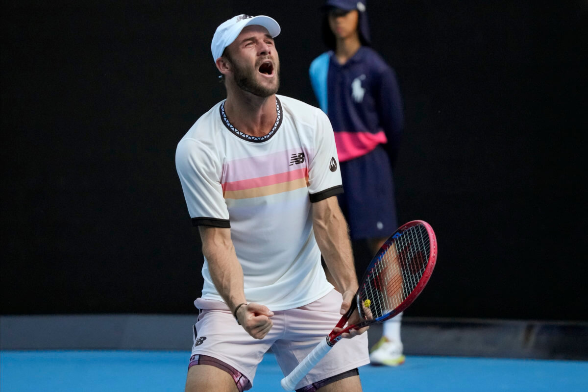 Tommy Paul celebrates his win over Ben Shelton