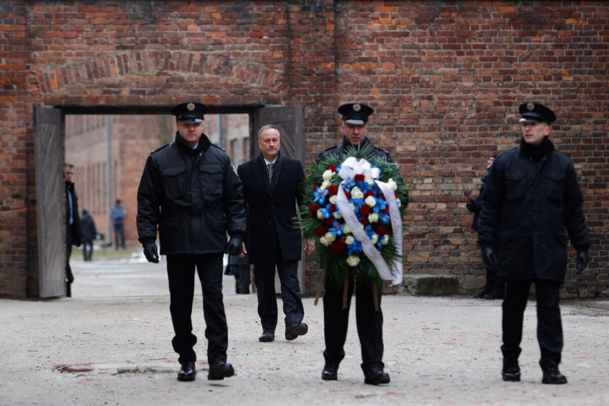 Second Gentleman Doug Emhoff visits Auschwitz