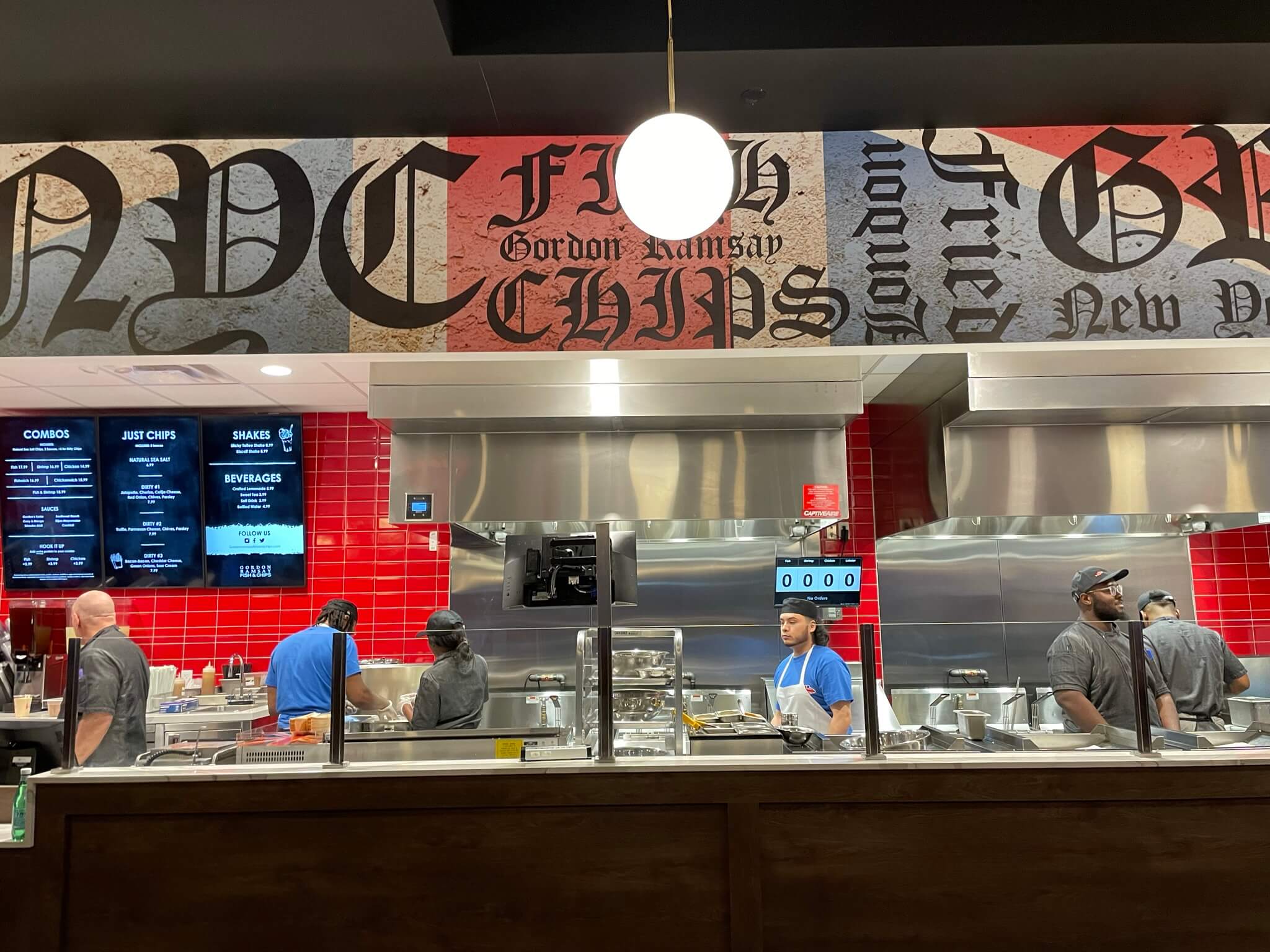 The kitchen at Gordon Ramsay's Fish & Chips