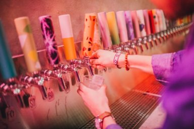 A line of taps at Brooklyn's Wandering Barman