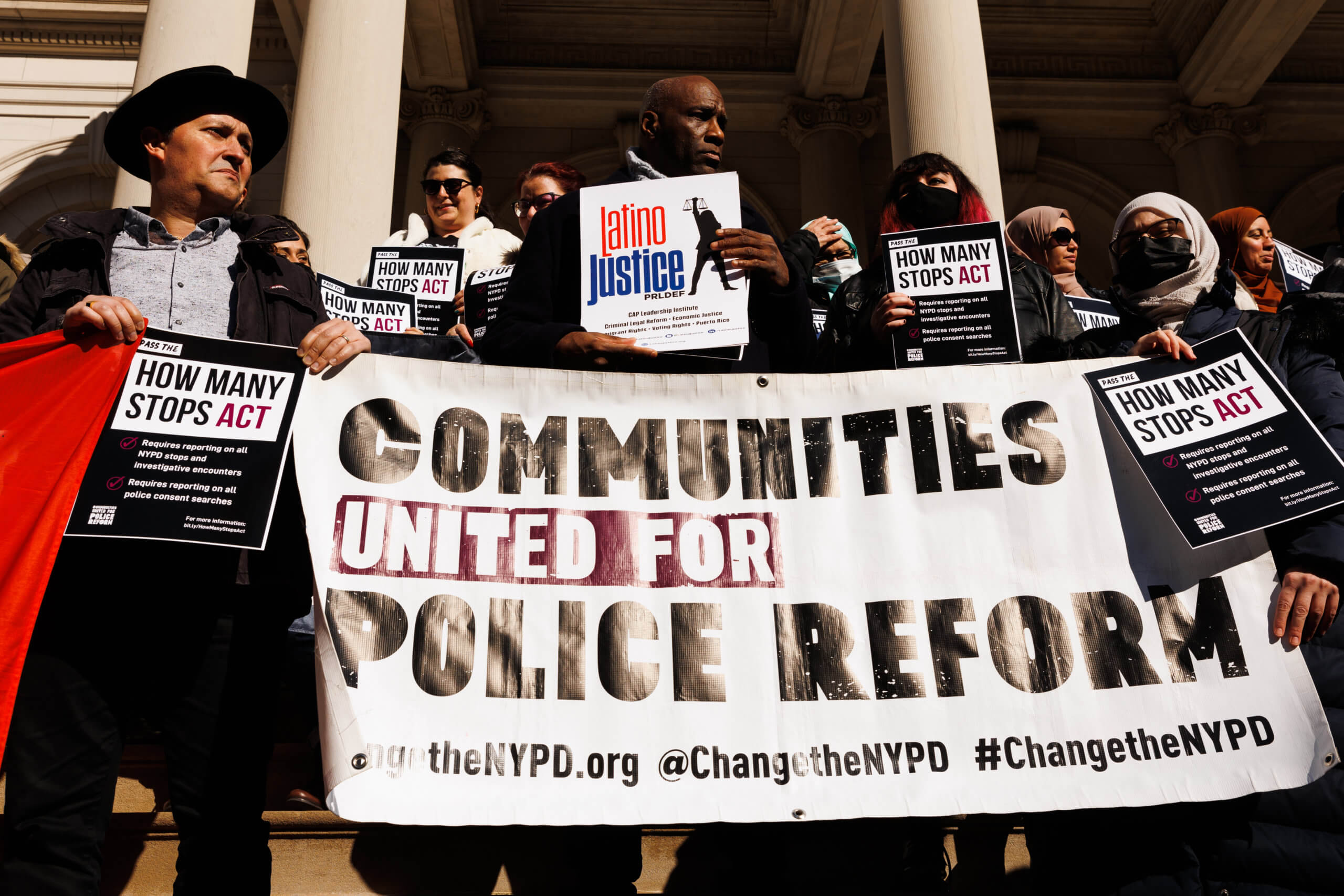 Advocates, pols rally at City Hall for the passage of bills requiring more police transparency during stops 2