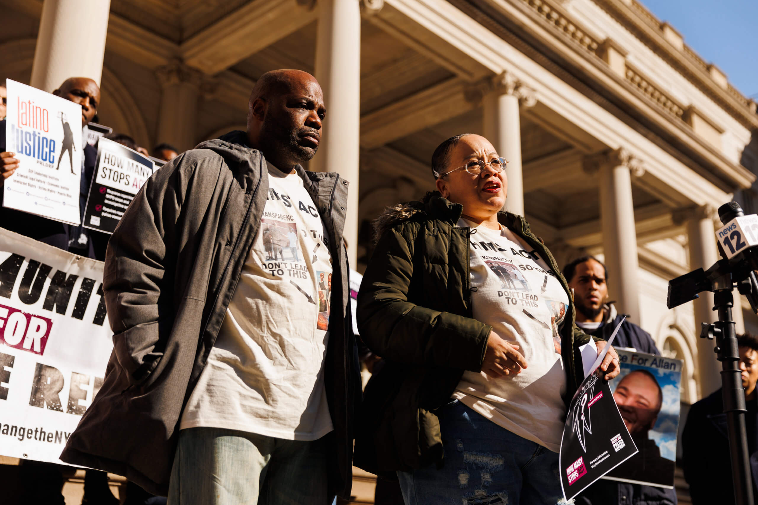 Advocates, pols rally at City Hall for the passage of bills requiring more police transparency during stops 4
