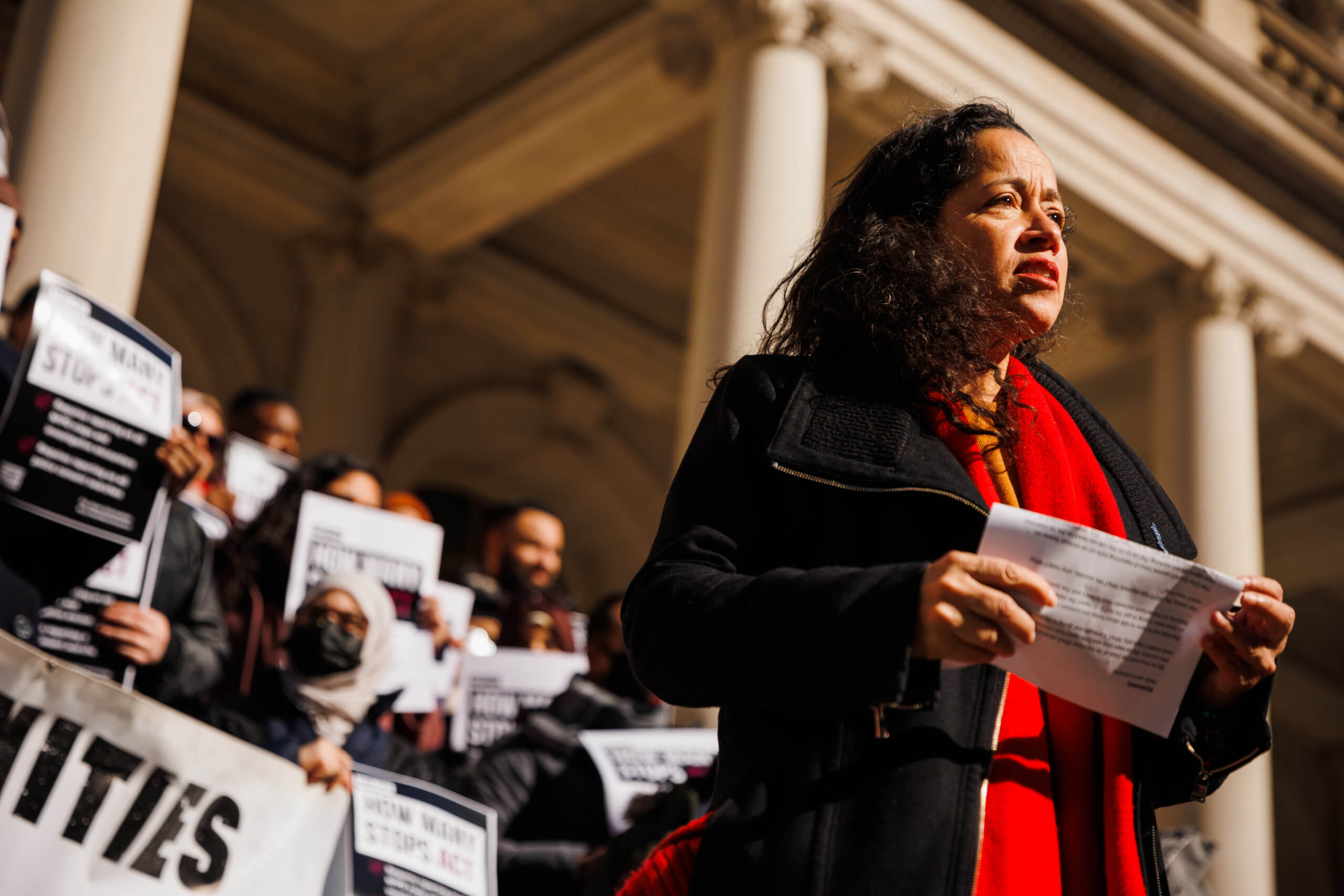 Advocates, pols rally at City Hall for the passage of bills requiring more police transparency during stops 3