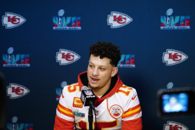 Patrick Mahomes at Super Bowl Media Day