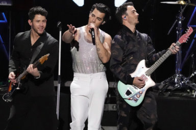 Nick Jonas, from left, Joe Jonas and Kevin Jonas of the Jonas Brothers