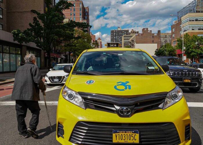 A New York City taxi with accessibility for the disabled.