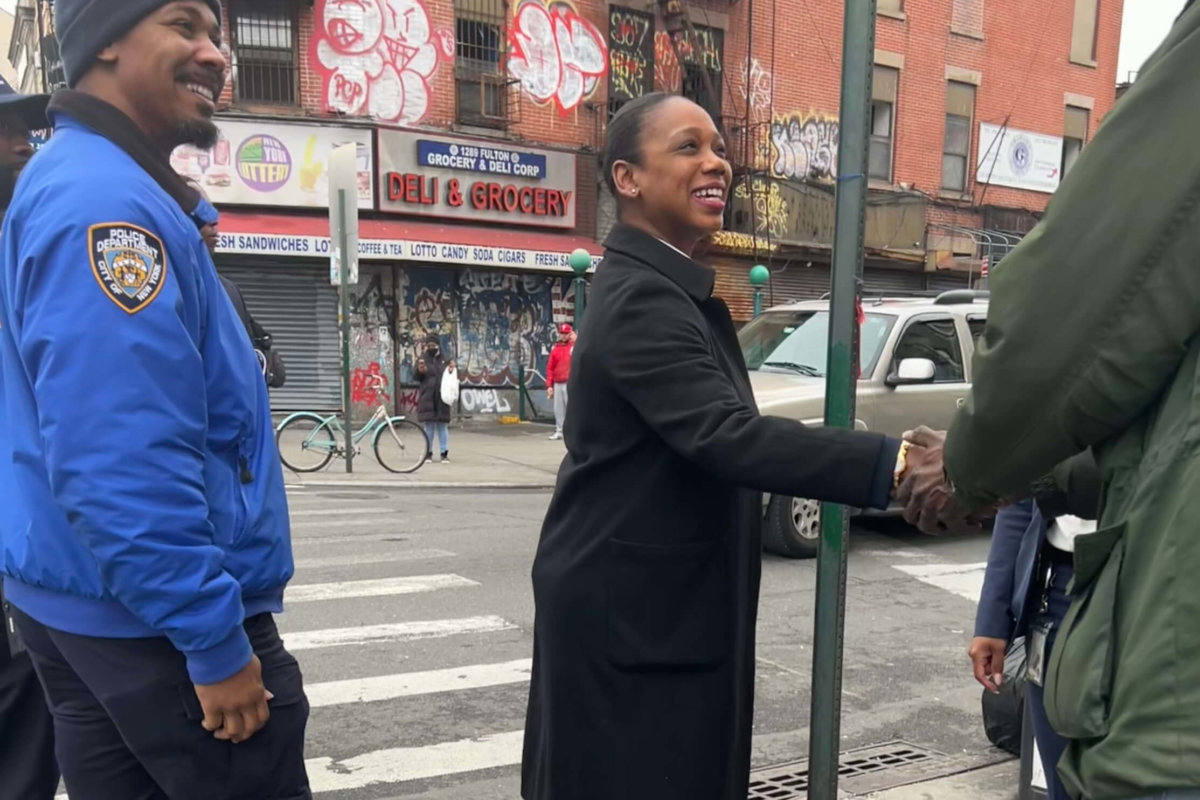 Police Commissioner Keechant Sewell in Bedford-Stuyvesant, Brooklyn
