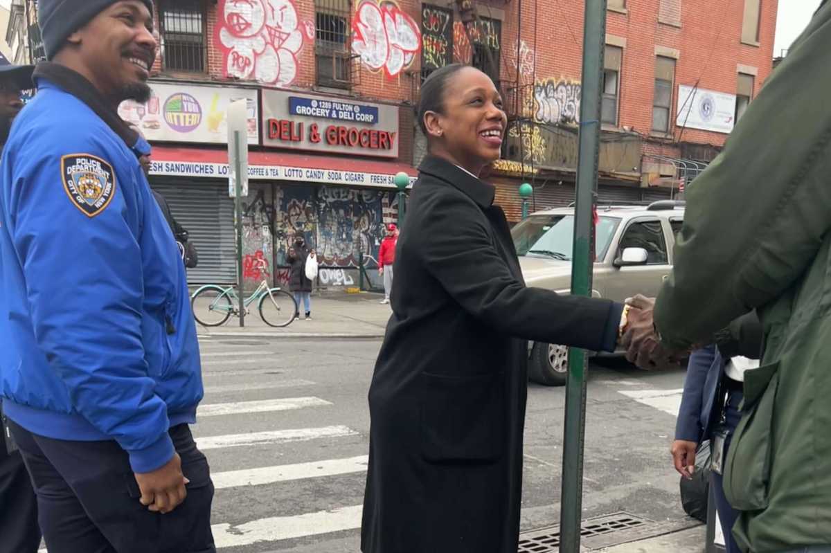 Police Commissioner Keechant Sewell in Bedford-Stuyvesant, Brooklyn