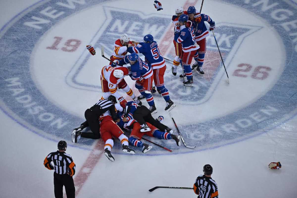 Rangers battle (literally) Flames Monday night