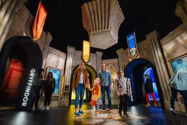 Inside the great hall of the Harry Potter exhibition
