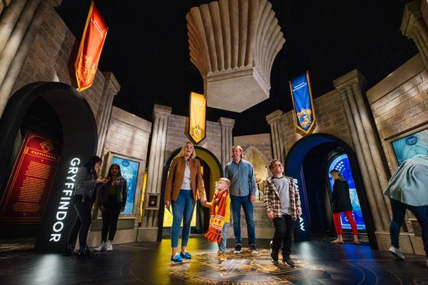 Inside the great hall of the Harry Potter exhibition