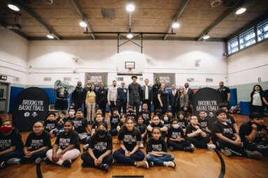 Brooklyn Nets and New York Liberty set up basketball clinics at public schools