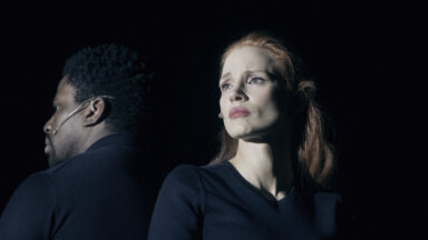 Okieriete Onaodowan and Jessica Chastain in A Doll’s House.