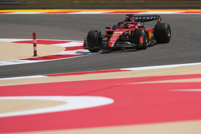 Charles Leclerc on track in preparation for the Bahrain Grand Prix