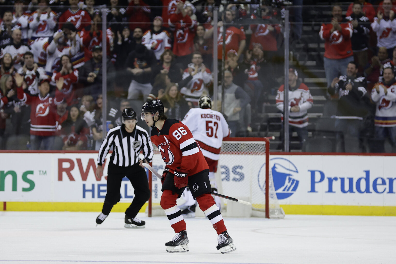 Jack Hughes scores 1, sets up 2 by Jesper Bratt, Devils beat Canes 30