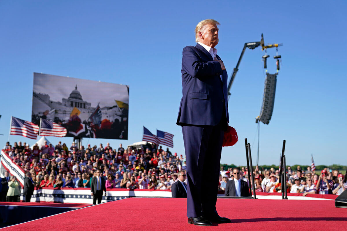 Former president Donald Trump at Waco rally