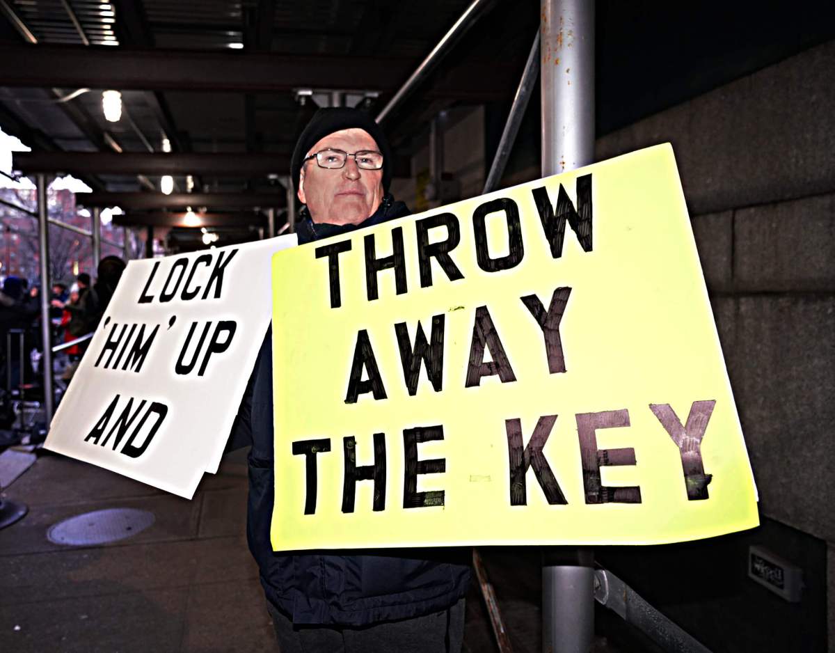 Protesters after reported Trump indictment