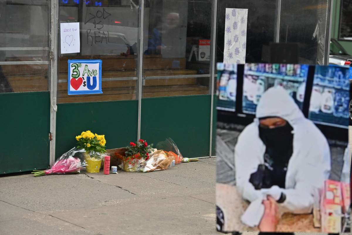 NYPD brass, bodega reps on Upper East Side repeat call for masks off days after masked robber murders worker 5 A memorial out front where a bodega worker was shot and killed