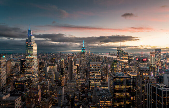 Blue hour after the sunset of Manhattan