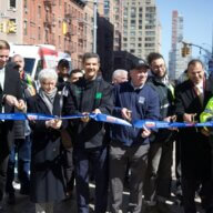 ribbon cutting at hell's kitchen super-sidewalk