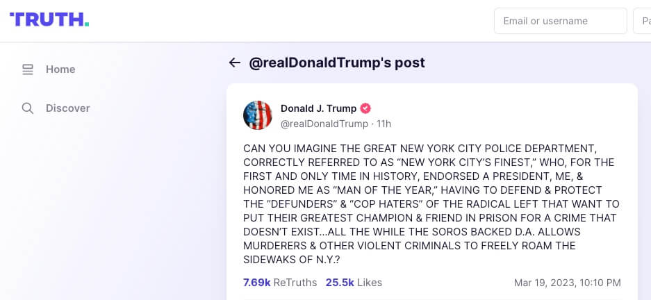 Donald Trump post