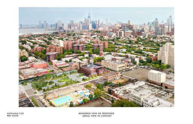 Mayor Adams breaks ground on delayed $1.6B Gowanus Canal sewage overflow tanks, public space project 5 A rendering of the public space that will be constructed over the Head End sewage overflow tank