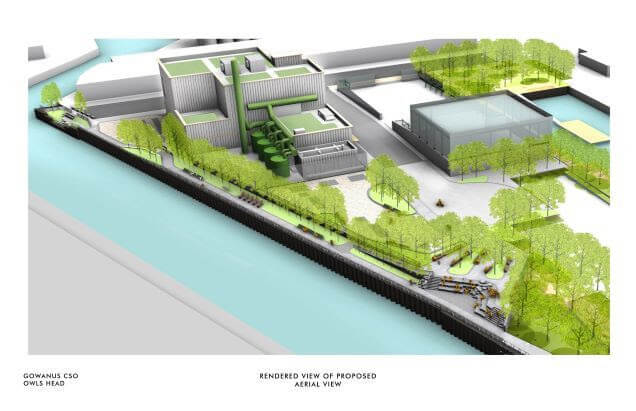 Mayor Adams breaks ground on delayed $1.6B Gowanus Canal sewage overflow tanks, public space project 6 A rendering of the public space that will top the Owls Head sewage overflow tank