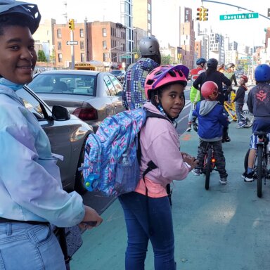 Bike bus riders in Brooklyn