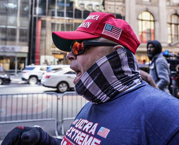 MAGA protester outside Trump Tower ahead of surrender