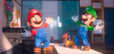 This image released by Nintendo and Universal Studios shows Mario, voiced by Chris Pratt, left, and Luigi, voiced by Charlie Day in Nintendo's "The Super Mario Bros. Movie."