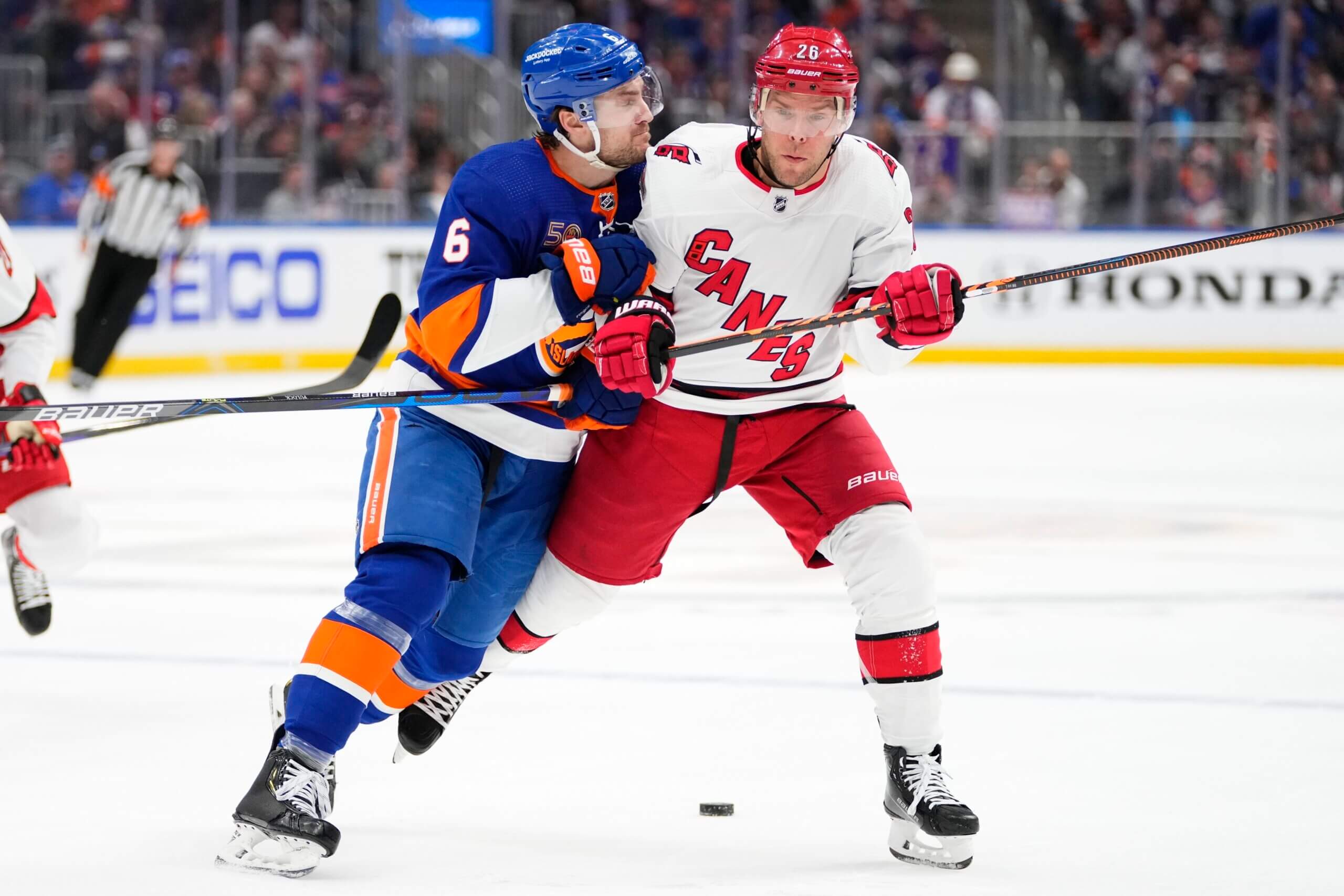 Islanders struggling to toe line with officials in penalty-riddled series vs. Canes 2 Islanders Hurricanes Game 4 Pulock