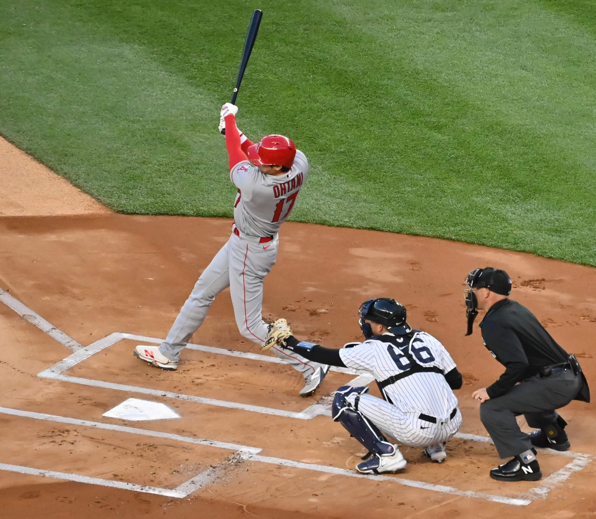Los Angeles Angels star Shohei Ohtani during an at-bat at Yankee Stadium on April 18, 2023.