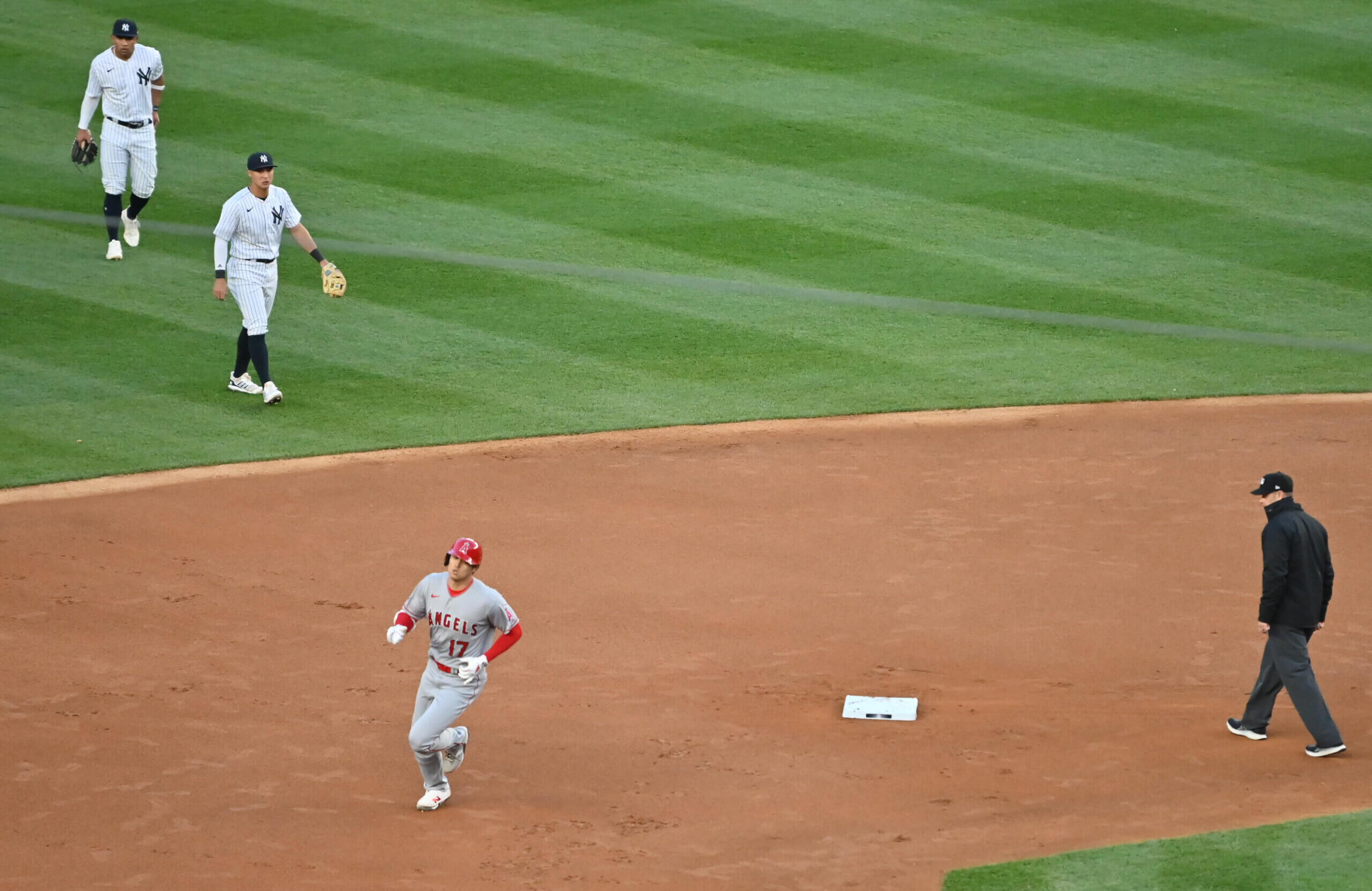 Los Angeles Angels star Shohei Ohtani during an at-bat at Yankee Stadium on April 18, 2023.